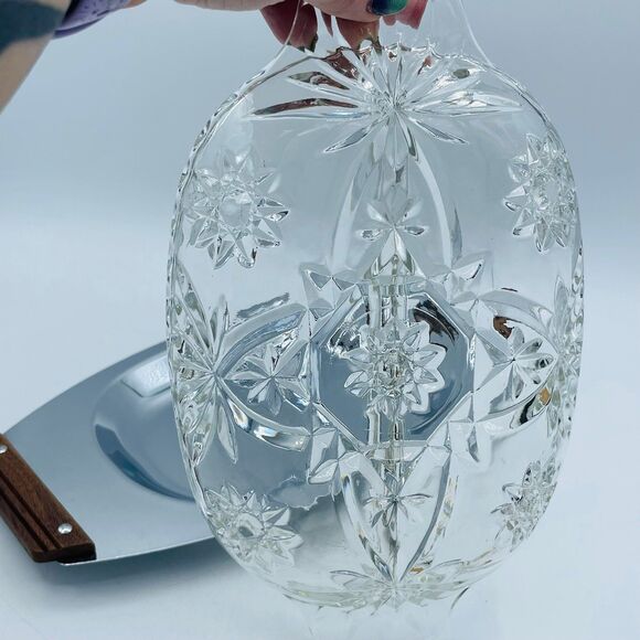 Vintage Holiday Relish Cranberry Kromex Sculptura Chrome Wood Handled Platter - Picture 7 of 7